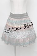 axes femme / アンティーク花柄スカート  ブルー S-25-08-25-055-AX-SK-HR-ZS