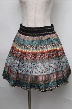 画像1: axes femme / アンティーク花柄スカート  ブルー S-25-08-25-055-AX-SK-HR-ZS