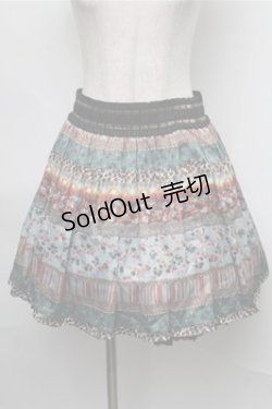 画像1: axes femme / アンティーク花柄スカート  ブルー S-25-08-25-055-AX-SK-HR-ZS