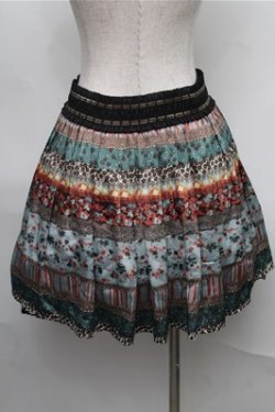 画像2: axes femme / アンティーク花柄スカート  ブルー S-25-08-25-055-AX-SK-HR-ZS