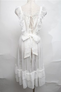 画像2: axes femme kawaii / ドットチュールエプロン  白 S-25-08-25-010-AX-OP-HR-ZS
