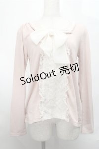axes femme / シフォンボウタイトップス  ピンク S-25-08-25-011-AX-TO-HR-ZS