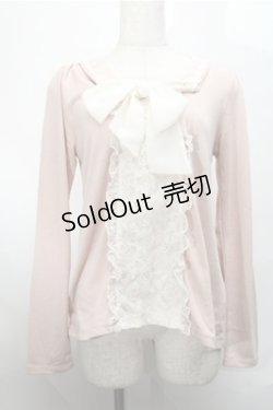 画像1: axes femme / シフォンボウタイトップス  ピンク S-25-08-25-011-AX-TO-HR-ZS