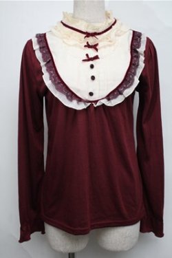 画像1: axes femme / 3つリボンブロッキングプルオーバー  エンジ S-25-08-25-015-AX-TO-HR-ZS
