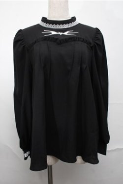 画像1: axes femme POETIQUE / ナイトメアー・ビフォア・クリスマス 刺繍ブラウス  黒 S-25-08-25-019-AX-BL-AS-ZS