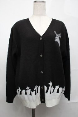 画像1: axes femme POETIQUE / ナイトメア・ビフォア・クリスマス　ジャガードカーディガン  黒ｘ白 S-25-08-25-020-AX-TO-AS-ZS