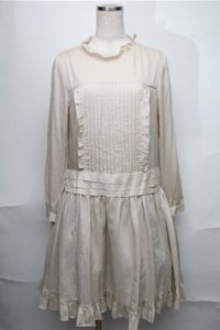 Jane Marple / ピンタックフリルワンピース  ベージュ S-25-08-25-028-JM-OP-AS-ZS