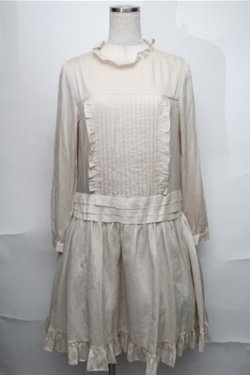 画像1: Jane Marple / ピンタックフリルワンピース  ベージュ S-25-08-25-028-JM-OP-AS-ZS