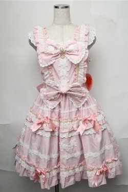 画像1: BABY,THE STARS SHINE BRIGHT / Rose Lace Rococoジャンパースカート  ピンク S-25-08-25-039-BA-OP-AS-ZS
