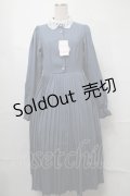 m petit by misako / レース襟プリーツワンピース  ブルー S-25-08-26-045-LO-OP-HR-ZS