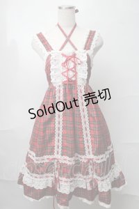 BABY,THE STARS SHINE BRIGHT / オリジナルタータンチェックベビードールジャンパースカートセット  赤 S-25-08-26-050-BA-OP-AS-ZS