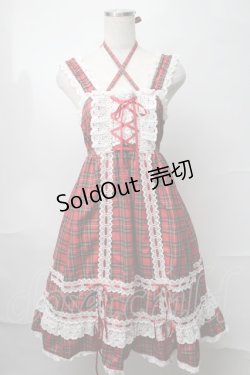 画像1: BABY,THE STARS SHINE BRIGHT / オリジナルタータンチェックベビードールジャンパースカートセット  赤 S-25-08-26-050-BA-OP-AS-ZS