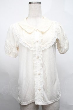 画像1: axes femme / レース使いブラウス風半袖プルオーバー  キナリ S-25-08-26-020-AX-TO-HR-ZS