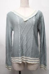 axes femme / ライン入りニット  ミント S-25-08-26-022-AX-TO-HR-ZS
