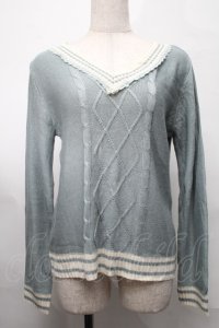 axes femme / ライン入りニット  ミント S-25-08-26-022-AX-TO-HR-ZT522