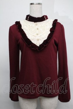 画像1: axes femme / レースｘベロアプルオーバー  ワイン S-25-08-26-025-AX-TO-HR-ZS