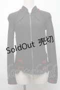 Ozz oneste / フロントZIPトップス  黒ｘ赤 S-25-08-26-033-OO-TO-AS-ZS