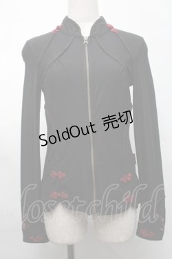 画像1: Ozz oneste / フロントZIPトップス  黒ｘ赤 S-25-08-26-033-OO-TO-AS-ZS