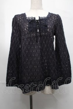 画像1: axes femme / 鍵編みニット  黒 S-25-08-26-035-AX-TO-HR-ZS