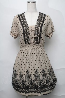 画像1: axes femme / フロッキープリントワンピース  ベージュ S-25-08-27-049-AX-TO-AS-ZS