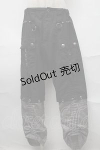 ALGONQUINS / ギンガム切替サルエルパンツ  黒 S-25-08-27-060-AL-PA-HR-ZS