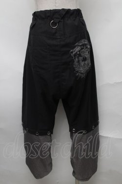 画像2: ALGONQUINS / ギンガム切替サルエルパンツ  黒 S-25-08-27-060-AL-PA-HR-ZS