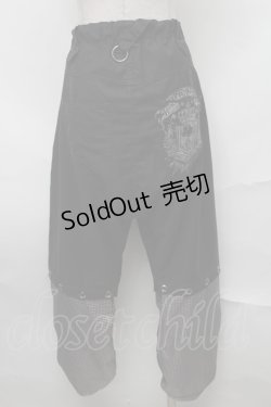 画像2: ALGONQUINS / ギンガム切替サルエルパンツ  黒 S-25-08-27-060-AL-PA-HR-ZS