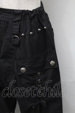 画像4: ALGONQUINS / ギンガム切替サルエルパンツ  黒 S-25-08-27-060-AL-PA-HR-ZS
