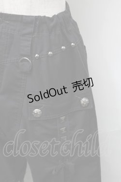 画像4: ALGONQUINS / ギンガム切替サルエルパンツ  黒 S-25-08-27-060-AL-PA-HR-ZS