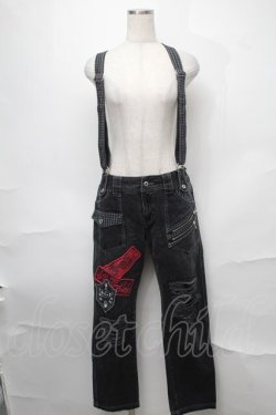 画像1: ALGONQUINS / サス付きワッペンデニムパンツ  グレー S-25-08-27-061-AL-PA-HR-ZS