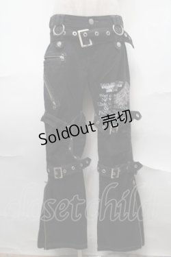 画像1: ALGONQUINS / ベルトデザインパンツ  黒 S-25-08-27-064-AL-PA-HR-ZS