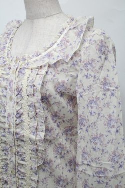 画像3: axes femme / 小花ブーケ柄縦フリルブラウス  オフ S-25-08-27-010-AX-BL-AS-ZS