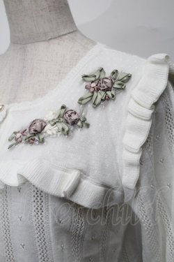 画像3: axes femme /  リボン花刺繍透かし編みカーディガン  オフ S-25-08-27-019-AX-TO-AS-ZS