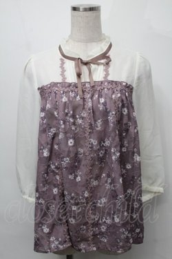 画像1: axes femme kawaii /薔薇刺繍ブラウス  ピンクｘオフ S-25-08-27-020-AX-BL-ET-ZS
