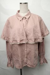 axes femme / ジャカードケープブラウス  ピンク S-25-08-27-031-AX-BL-AS-ZS