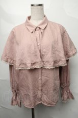 画像1: axes femme / ジャカードケープブラウス  ピンク S-25-08-27-031-AX-BL-AS-ZT521 (1)