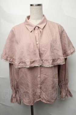 画像1: axes femme / ジャカードケープブラウス  ピンク S-25-08-27-031-AX-BL-AS-ZS