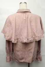 画像2: axes femme / ジャカードケープブラウス  ピンク S-25-08-27-031-AX-BL-AS-ZT521 (2)