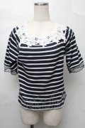 axes femme / トップス  紺ｘ白 S-25-08-27-034-AX-TO-AS-ZS