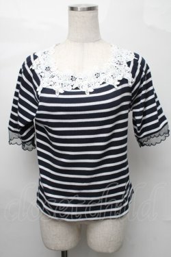 画像1: axes femme / トップス  紺ｘ白 S-25-08-27-034-AX-TO-AS-ZS