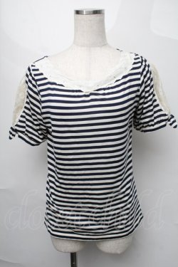 画像1: axes femme / トップス  紺ｘオフ S-25-08-27-035-AX-TO-AS-ZS