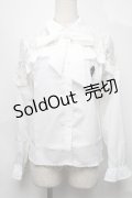 NieR Clothing / リボンタイ付きレース切替ブラウス  白 S-25-08-28-001-PU-BL-HR-ZI