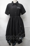 NieR Clothing / プリントレイヤードワンピース  黒ｘ青 S-25-08-28-049-PU-OP-HR-ZS