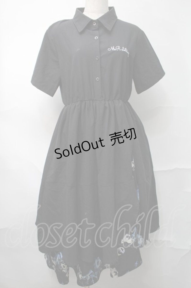 画像1: NieR CLOTHING / プリントレイヤードワンピース  黒ｘ青 S-25-08-28-049-PU-OP-HR-ZT258 (1)