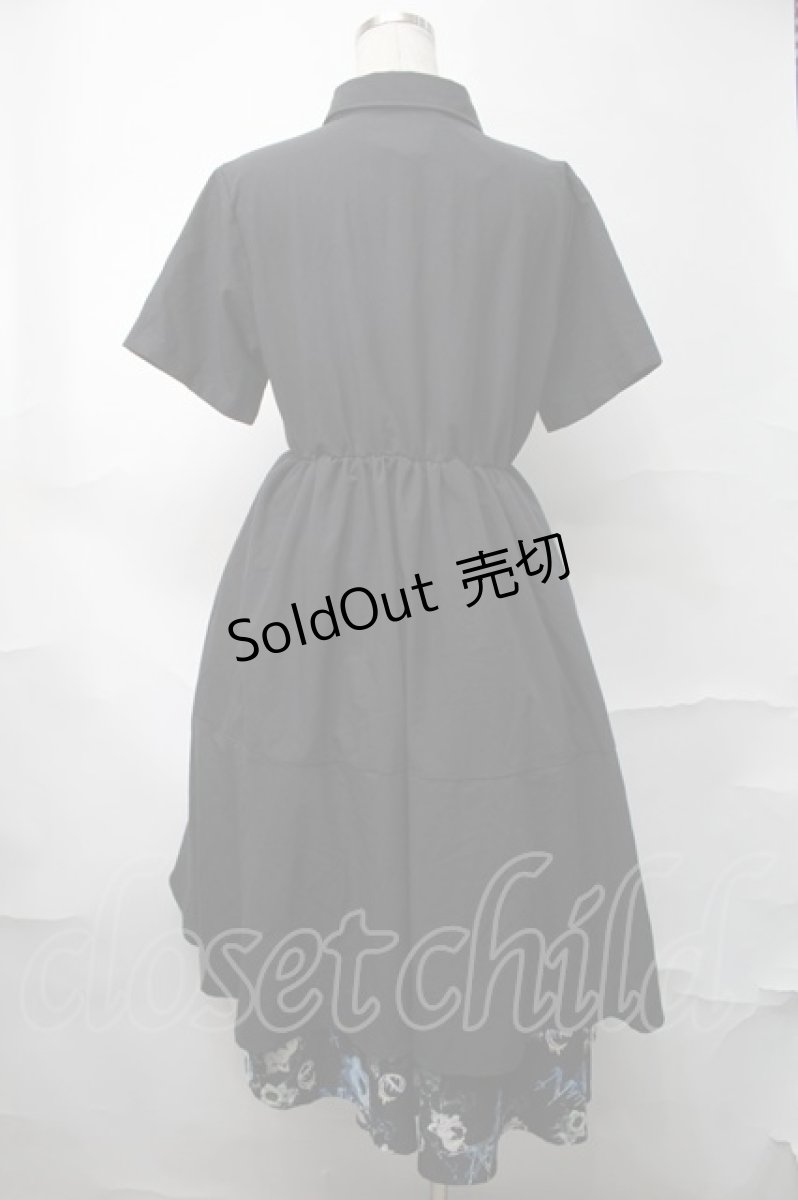 画像2: NieR CLOTHING / プリントレイヤードワンピース  黒ｘ青 S-25-08-28-049-PU-OP-HR-ZT258 (2)