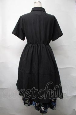 画像2: NieR Clothing / プリントレイヤードワンピース  黒ｘ青 S-25-08-28-049-PU-OP-HR-ZS