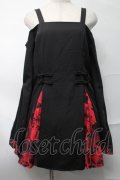 NieR Clothing / チャイナ服風オフショルワンピース  黒ｘ赤 S-25-08-28-050-PU-OP-HR-ZS
