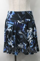 axes femme / 転写プリントスカート  ブルー S-25-08-28-052-AX-OP-HR-ZT355