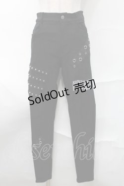 画像1: NieR Clothing / スキニーパンツ  黒 S-25-08-28-057-PU-PA-HR-ZY