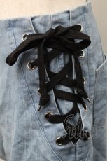 画像4: NieR CLOTHING / サイドレースアップデニムパンツ  ブルー S-25-08-28-059-PU-PA-HR-ZT355 (4)